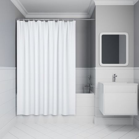 Штора для ванной, 200х180 см, Полиэстер, белый IDDIS (DW01P18i11), артикул DW01P18i11