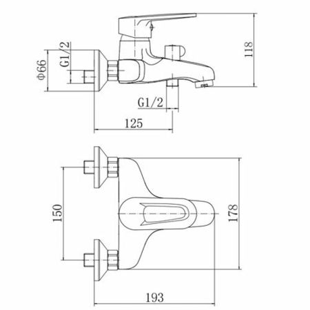 Смеситель для ванны FASHUN A3268, хром