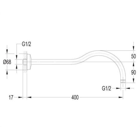 Кронштейн душевой настенный OMNIRES ARMANCE RA06CR (хром), артикул RA06CR