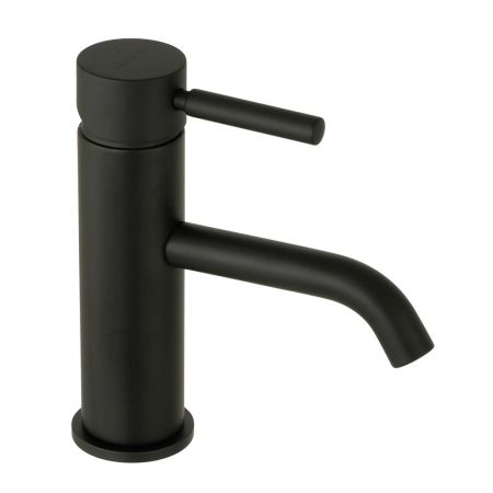 FORTIS Смеситель для раковины моноком. излив изогнут, CLICK-CLACK, черный матовый