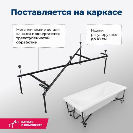 Акриловая ванна Aquanet Bright 180x70 (с каркасом), артикул 00216662