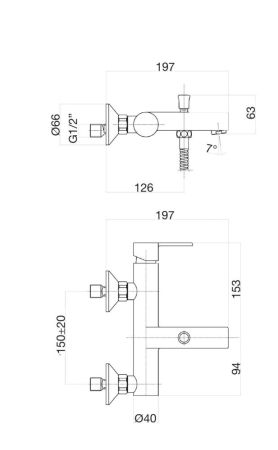 Смеситель для ванны Fiore KATANA 77CR7551, хром