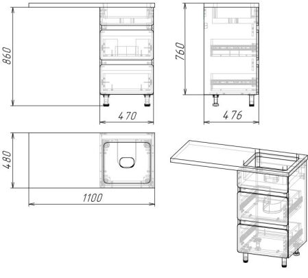 Тумба напольная "Корделия 50", 2 ящ., ст/м., белая, Kamilla 110, артикул SP-00001112