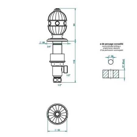 THG AMBOISE JASPE ROUGE Вентиль смесителя для раковины, вставки красная яшма, цвет полированное золото