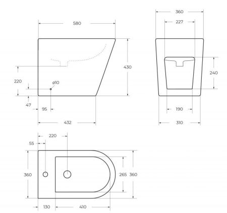 FLAY-R Биде напольное, с крепежом BB1003B, артикул BB1003B