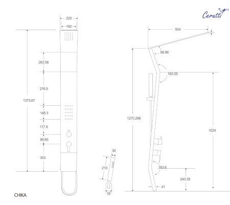 Панель CHIKA B душевая Cerutti SPA CT9255, артикул CT9255
