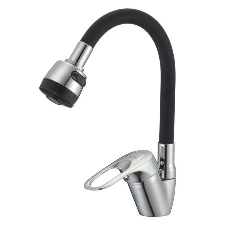 Смеситель для кухни с гибким изливом D-Lin D150628-1T, хром/черный