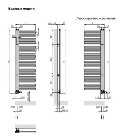 Водяной полотенцесушитель Zehnder Yucca Cover YPR-150-60 Белый правый, артикул YPR-150-60