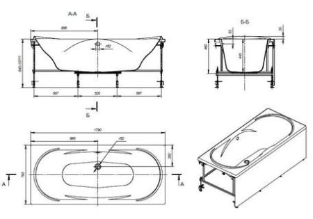 Ванна ROCA MADEIRA (180*80) 248525000 (белый, перелив по центру), шт, артикул 248525000