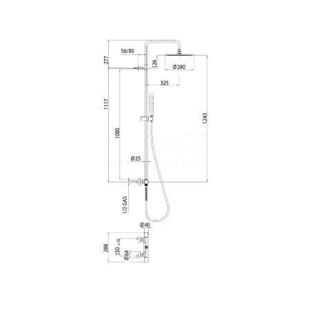 Bossini Настенная колонна  - Душ COSMO  Ø 280 mm - ручной душ, смеситель термостатический наружный с интегрированным переключением - черньій матовый Bossini Настенная колонна  - Душ COSMO  Ø 280 mm - ручной душ, смеситель термостатический наружный с интегрированным переключением - черньій матовый