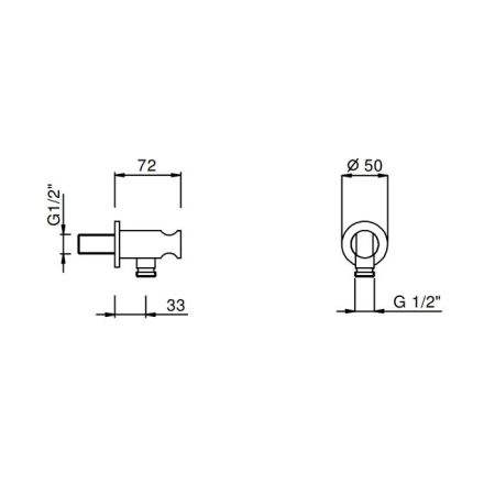 Fantini Nice Шланговое подсоединение, Матовая натуральная сталь, артикул 91 93 9323