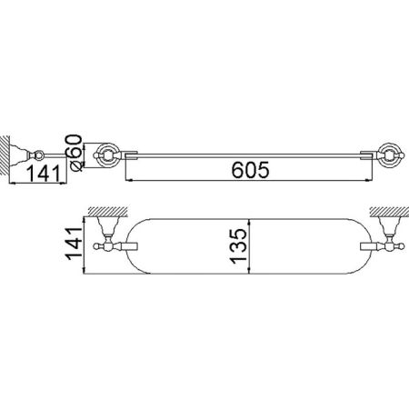 CISAL Arcana Полочка стелянная 60см, цвет золото, артикул AR09043024