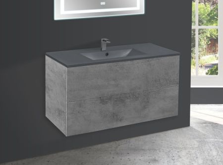 База под керамическую раковину Mia 1000 подвесная, 2 выкатных ящика soft close, Beton, артикул VMC-2MC100BT