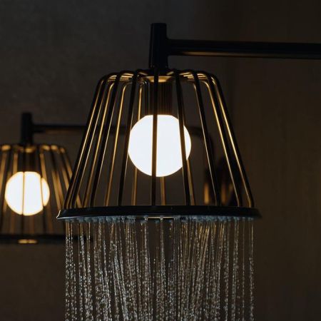 AX LampShower Верхний душ 1jet, с держателем, цвет: шлифованный черный хром