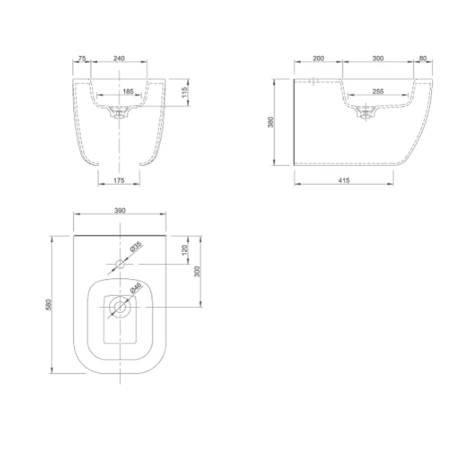 KNIEF Pride Биде подвесное 52х39х33см с 1 отв под смеситель,цвет белый матовый, артикул 0600-075-01