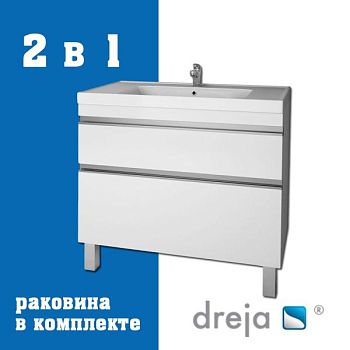 Тумба с раковиной подвесная/напольная Dreja Grace Plus 90 см, белый