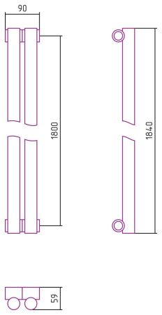 Отопительный радиатор ЭСТЕТ-1 н/ж 1800х90 / 2 сек (САТИН)
