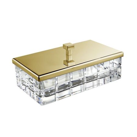 Контейнер, 3SC, Palace, настольный, с крышкой, ширина, мм-230, глубина, мм-125, высота, мм-100, материал-прозрачный хрусталь, цвет-золото, артикул PA78ACRGD