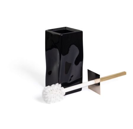 Stil Haus Prisma, напольный керамический ёрш, цвет золото - черная керамика, артикул PR796(16-NE)