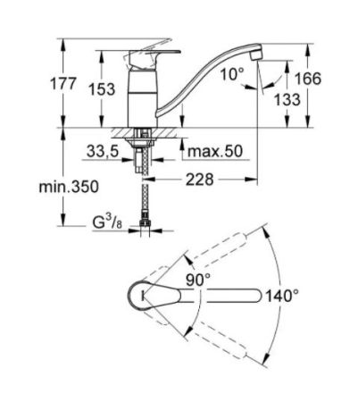Смеситель для кухни Vigour by GROHE с низким изливом, хром (75141826)