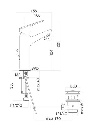 Смеситель для раковины Fiore KYRO 86CR8112, хром, артикул 86CR8112