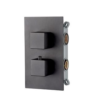 AQG QU Therm, встраиваемый смеситель для душа c термостатом на 2 выхода , цвет черный матовый