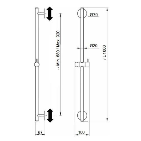 Almar Душевая штанга 100см, цвет Black matt, артикул E087075.MB