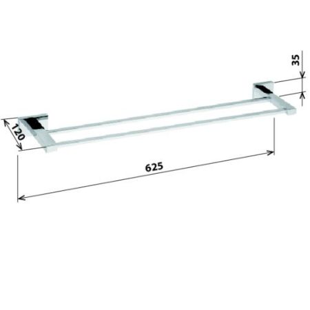 Полотенцедержатель Plaza двойной  625x35x120мм, хром, артикул 118104052