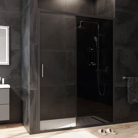 W90G-140-1-195BG Gem Solo Дверь душевая 140х195, стекло тонированное, профиль черный матовый, артикул W90G-140-1-195BG