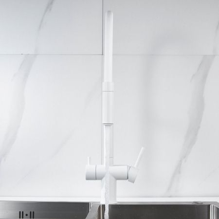 Смеситель для кухни с подключением фильтра Shevanik S178C, белый