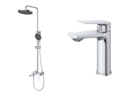 COMFORT Комплект для ванной - душевая стойка с изливом и смеситель для раковины, артикул COMFORT-CVD/LS-01