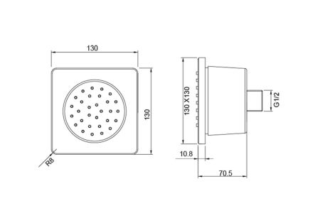 Боковая форсунка 130*130 AQUATEK, матовый черный AQ2099MB, артикул AQ2099MB