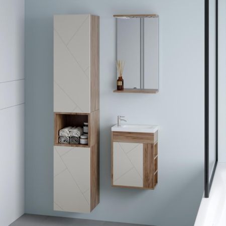 Тумба под раковину подвесная Бриклаер КРИСТАЛЛ латте, 40 см, артикул 4627125416903