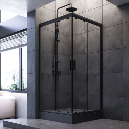 W90G-403-090BT Душевое ограждение Gem Square Slide 90x90 стекло прозрачное, профиль черный матовый,, артикул W90G-403-090BT