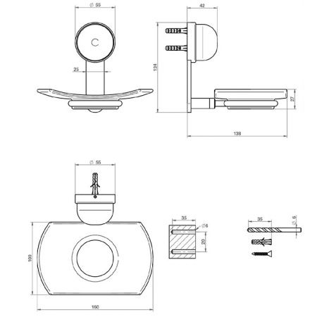 THG JADE DRAGON Мыльница стеклянная, подвесная, цвет полированное золото