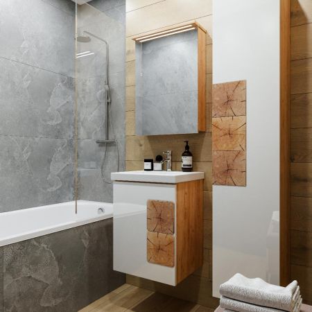 Комплект мебели для ванной Бриклаер Форест 50B, дуб золотой/белый, артикул Форест 50B