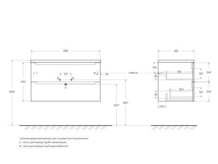 Мебель для ванной комнаты BELBAGNO ETNA-900, артикул ETNA-900-2C-SO-RW-P