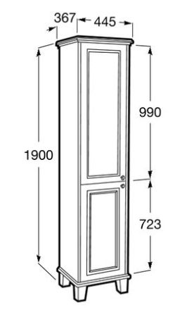 Пенал ROCA CARMEN 44 857137415 (напольный, 44*36,7*190, белый), шт, артикул 857137415