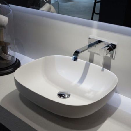 ANTONIO LUPI AGO Раковина 500х450х150 мм., для установки на столешницу, с самотечным донным клапаном и фитингом для сифона, Flumood, цвет белый