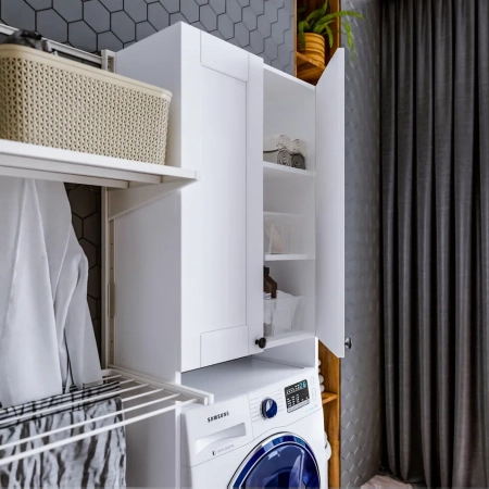 Шкаф над стиральной машинкой Бриклаер Хелена (рамочный) 64 см, белый, артикул 4627125416422