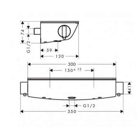 Смеситель для душа, Hansgrohe, Ecostat Select, тип открывания воды-вентильный, тип регулирования воды-термостатический картридж, тип установки-настенный, отверстия для монтажа-2, комплектация-шланговое подсоединение, цвет-белый/хром, артикул 13161400