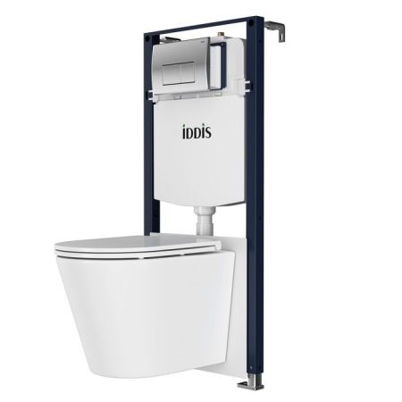 Комплект 3в1: подвесной унитаз, инсталляция и клавиша смыва хром IDDIS Calipso Q (CAQPO1GCi73), артикул CAQPO1GCi73