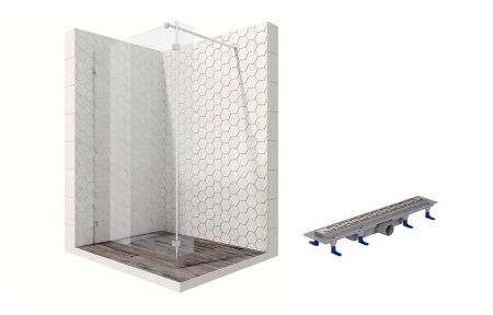 Душевая перегородка Ambassador Walk-in 15031108-ST6, свободный вход, линейный трап,120х25 Душевая перегородка Ambassador Walk-in 15031108-ST6, свободный вход, линейный трап,120х25