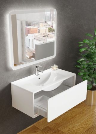 Тумба с раковиной SanVit Бруно-1 120 kbruno1120 в цвете Ral подвесная Красный глянец, артикул kbruno1120