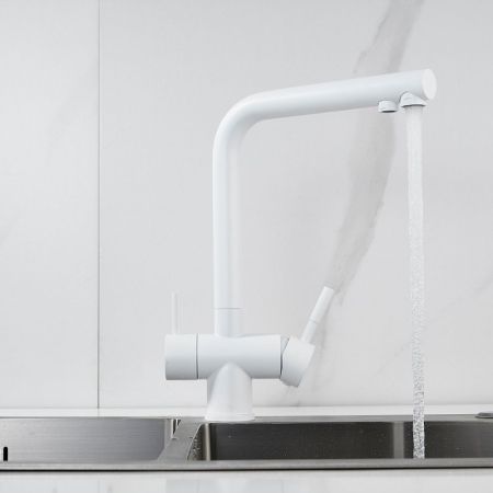 Смеситель для кухни с подключением фильтра Shevanik S468C, белый