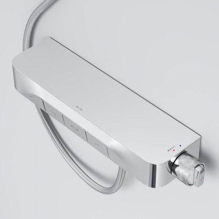 F8F10500 Func, смеситель для душа, кнопочный с полкой, с изливом, хром