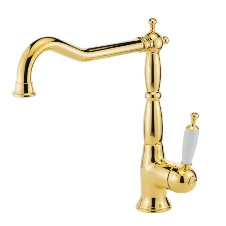 CUCINA OXFORD Смеситель для кухни моноком., ручка белая/золото, артикул 18274