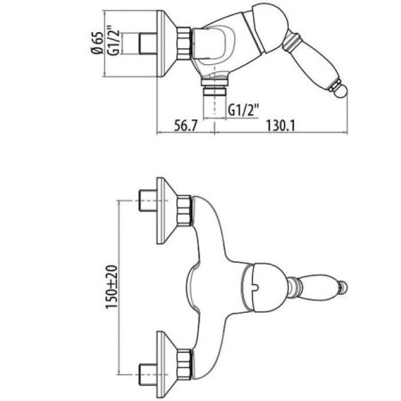 Gattoni Orta Смеситель для душа, с белой ручкой, цвет хром