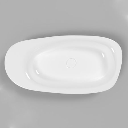 Умывальник WHITECROSS Moonstone F 70x35 (черный/белый глянец) иск. камень, артикул 0732.070035.10100