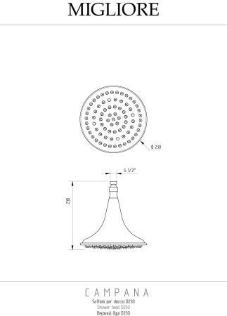 CAMPANA Верхний душ, d-230 mm., хром